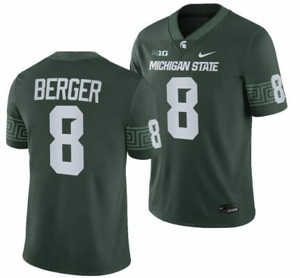 Michigan State Spartans Jalen Berger Jersey #8 College Football Game 2023 Green