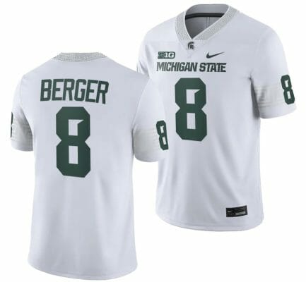 Michigan State Spartans Jalen Berger Jersey #8 College Football Game 2023 White