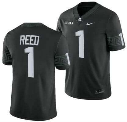 Michigan State Spartans Jayden Reed Jersey #1 College Football Game 2023 Black