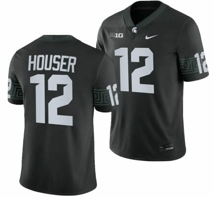 Michigan State Spartans Katin Houser Jersey #12 College Football Game 2023 Black 10 Michigan State Spartans Katin Houser Jersey #12 College Football Game 2023 Black
