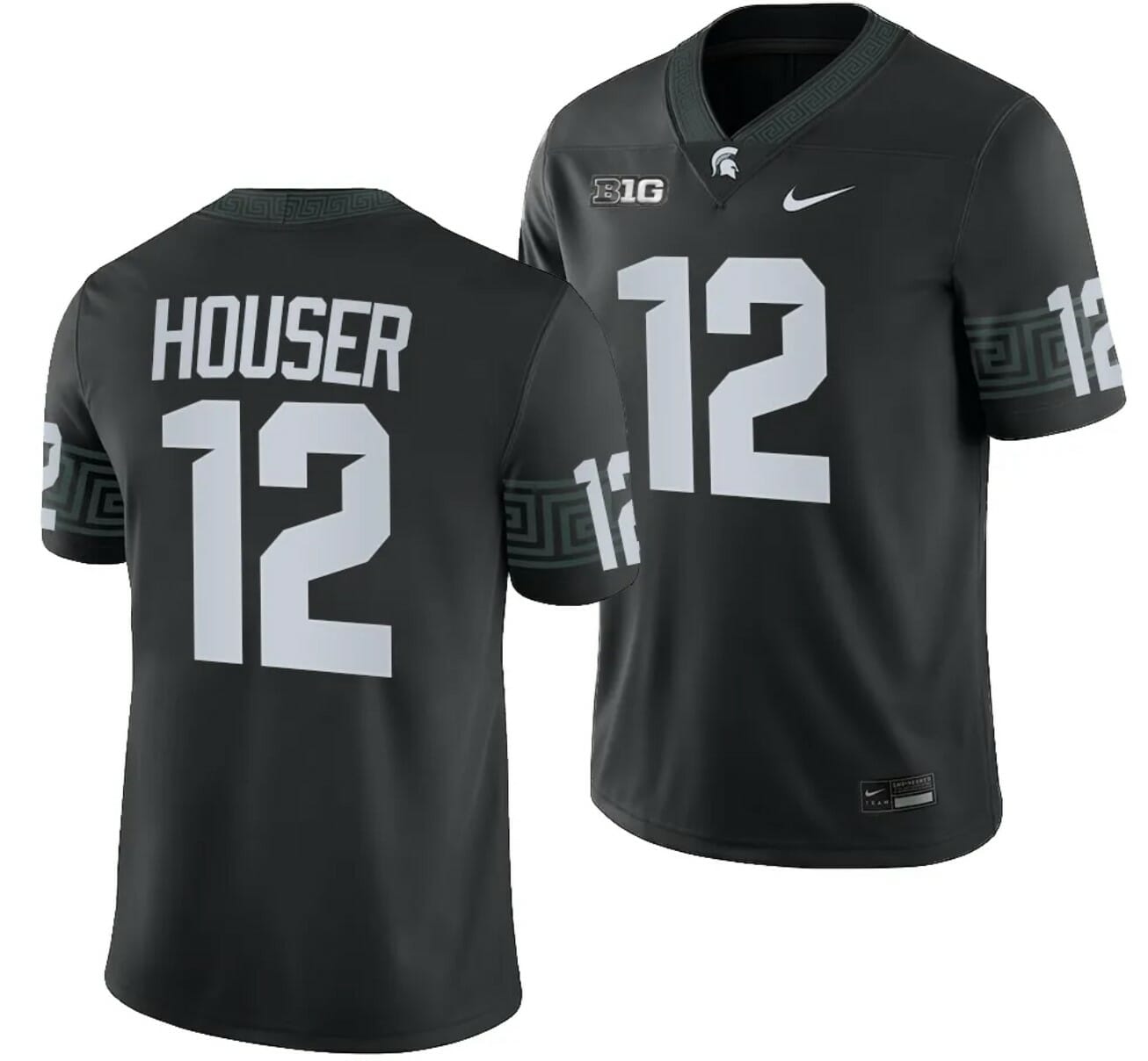 Michigan State Spartans Katin Houser Jersey #12 College Football Game 2023 Black 1 Michigan State Spartans Katin Houser Jersey #12 College Football Game 2023 Black