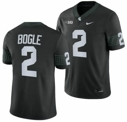 Michigan State Spartans Khris Bogle Jersey #2 College Football Game 2023 Black 10 Michigan State Spartans Khris Bogle Jersey #2 College Football Game 2023 Black