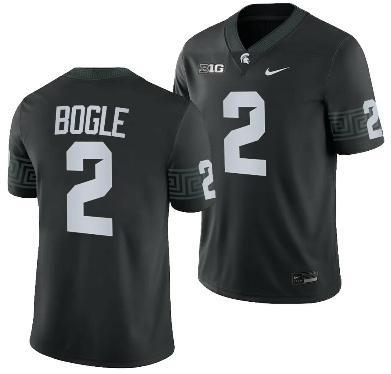 Michigan State Spartans Khris Bogle Jersey #2 College Football Game 2023 Black 1 Michigan State Spartans Khris Bogle Jersey #2 College Football Game 2023 Black