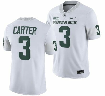 Michigan State Spartans Nathan Carter Jersey #3 College Football Game 2023 White