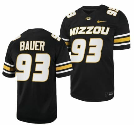 Missouri Tigers #93 Luke Bauer Jersey NCAA College Football 2023 - Black