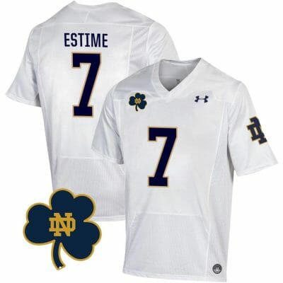 Notre Dame Audric Estime Jersey #7 College Football Johnny Lujack Patch White