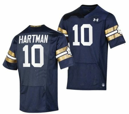 Notre Dame Fighting Irish #10 Sam Hartman Jersey College Football Shamrock Series Navy