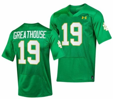 Notre Dame Fighting Irish Jaden Greathouse Jersey #19 Replica College Football 2023 Green