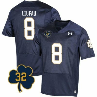 Notre Dame Marist Liufau Jersey #8 College Football Johnny Lujack Patch 32 Navy