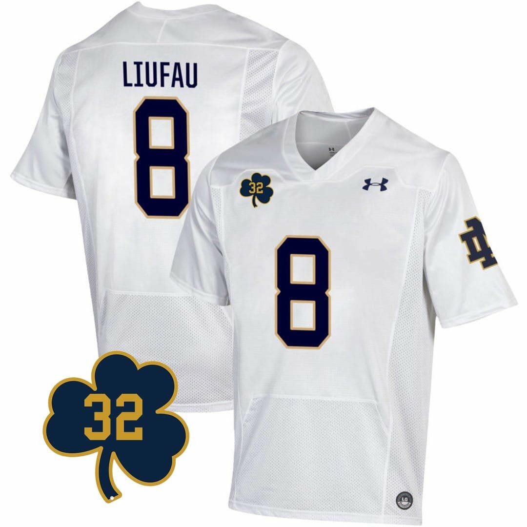 Notre Dame Marist Liufau Jersey #8 College Football Johnny Lujack Patch 32 White 1 Notre Dame Marist Liufau Jersey #8 College Football Johnny Lujack Patch 32 White