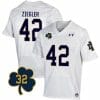 Notre Dame Nolan Ziegler Jersey #42 College Football Johnny Lujack Patch 32 White