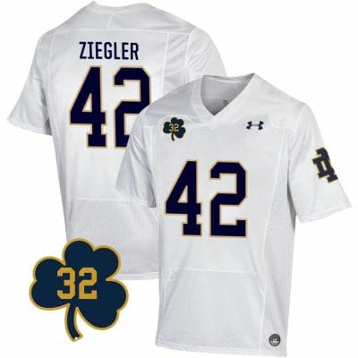 Notre Dame Nolan Ziegler Jersey #42 College Football Johnny Lujack Patch 32 White 10 Notre Dame Nolan Ziegler Jersey #42 College Football Johnny Lujack Patch 32 White