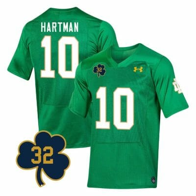 Notre Dame Sam Hartman Jersey #10 College Football Johnny Lujack Patch 32 Green