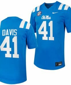 Ole Miss Rebels Caden Davis Jersey #41 Untouchable College Football 2023 Powder Blue