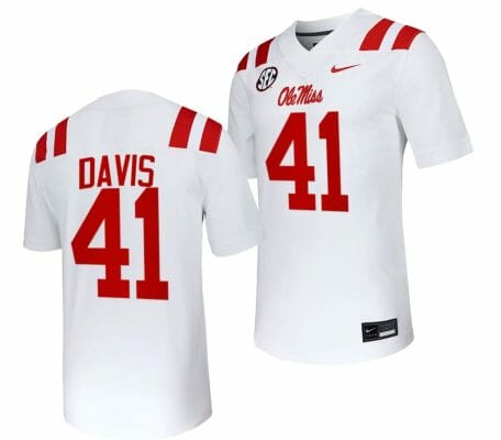 Ole Miss Rebels Caden Davis Jersey #41 Untouchable College Football 2023 White