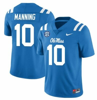 Ole Miss Rebels Eli Manning Jersey #10 College Football All Stitched Light Blue