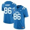 Ole Miss Rebels JJ Henry Jersey #86 College Football All Stitched Light Blue