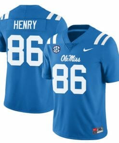 Ole Miss Rebels JJ Henry Jersey #86 College Football All Stitched Light Blue
