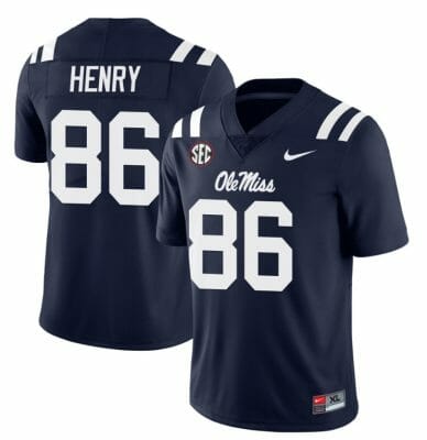 Ole Miss Rebels JJ Henry Jersey #86 College Football All Stitched Navy