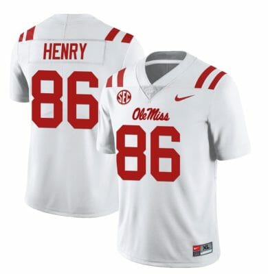 Ole Miss Rebels JJ Henry Jersey #86 College Football All Stitched White