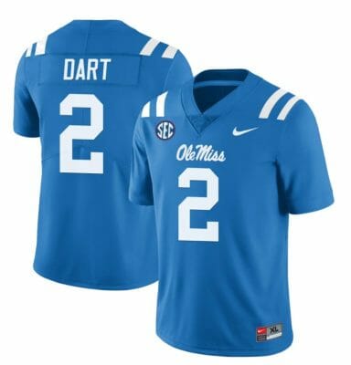 Ole Miss Rebels Jaxson Dart Jersey #2 College Football All Stitched Light Blue