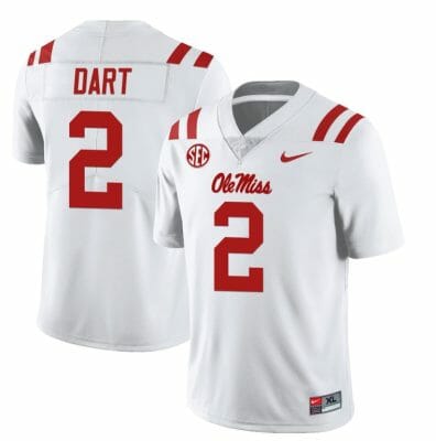 Ole Miss Rebels Jaxson Dart Jersey #2 College Football All Stitched White