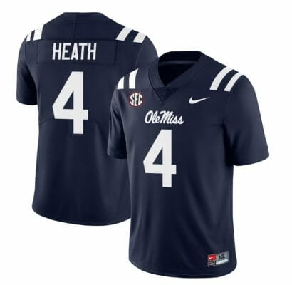 Ole Miss Rebels Malik Heath Jersey #4 College Football All Stitched Navy