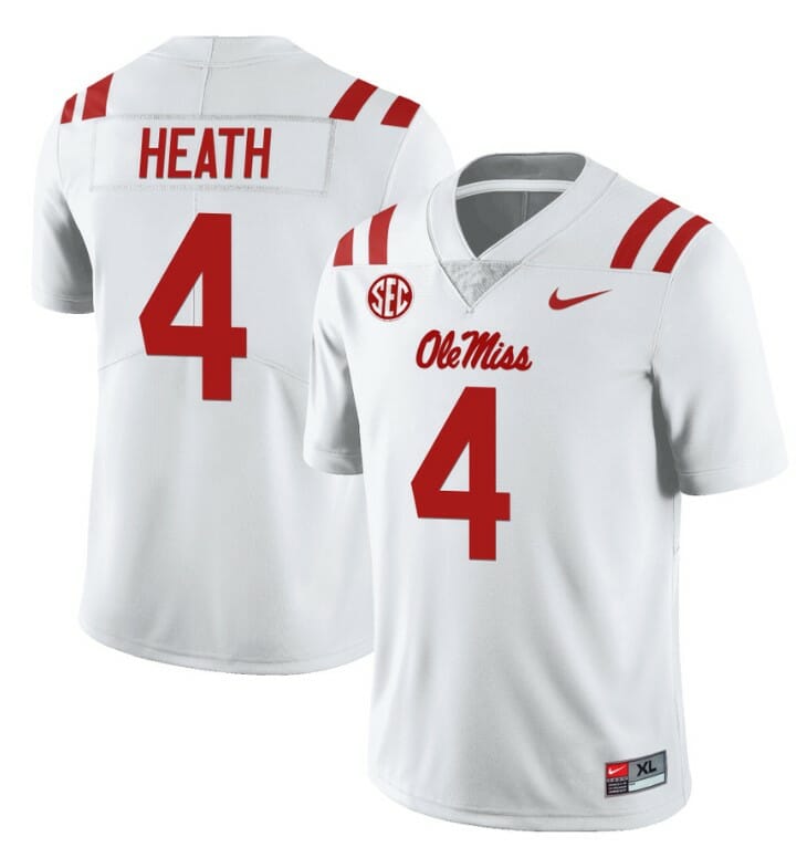 Ole Miss Rebels Malik Heath Jersey #4 College Football All Stitched White 1 Ole Miss Rebels Malik Heath Jersey #4 College Football All Stitched White