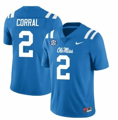 Ole Miss Rebels Matt Corral Jersey #2 College Football All Stitched Light Blue 10 Ole Miss Rebels Matt Corral Jersey #2 College Football All Stitched Light Blue
