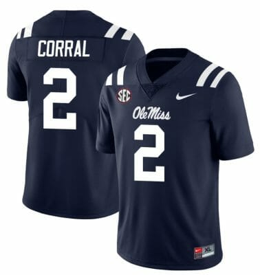 Ole Miss Rebels Matt Corral Jersey #2 College Football All Stitched Navy
