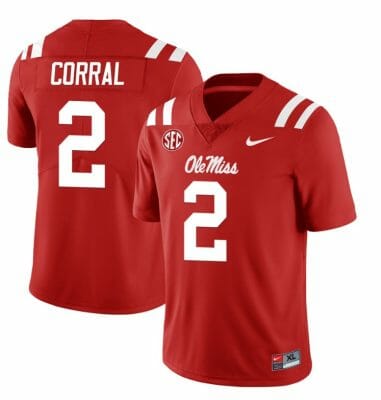 Ole Miss Rebels Matt Corral Jersey #2 College Football All Stitched Red