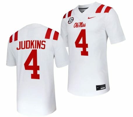 Ole Miss Rebels Quinshon Judkins Jersey #4 Untouchable College Football 2023 White