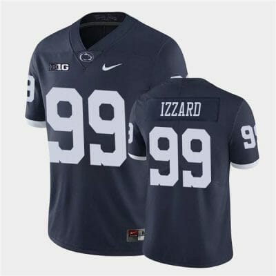 Penn State Coziah Izzard Jersey #99 College Football Game Navy Retro With Name