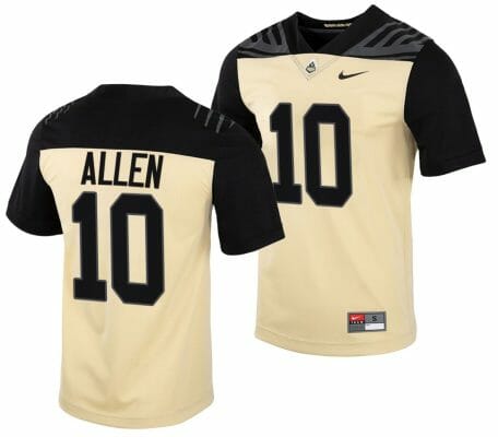 Purdue Boilermakers Cam Allen Jersey #10 College Football Gold Vapor Untouchable
