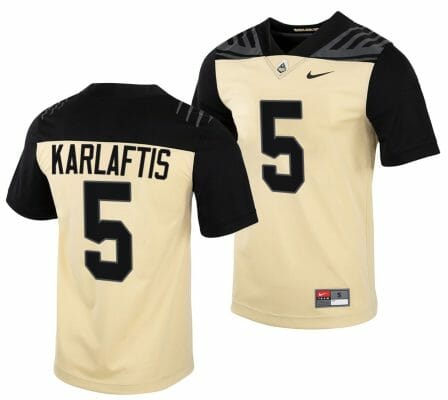Purdue Boilermakers George Karlaftis Jersey #5 College Football Gold Vapor Untouchable