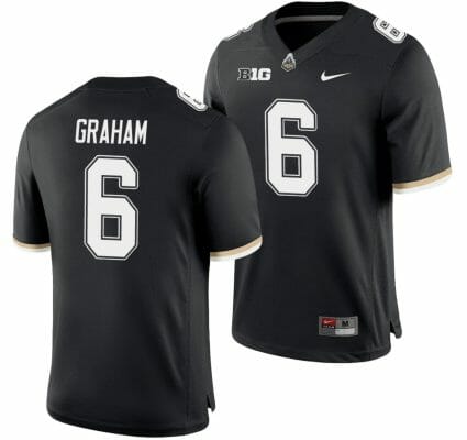 Purdue Boilermakers Jalen Graham Jersey #6 College Football Game Black