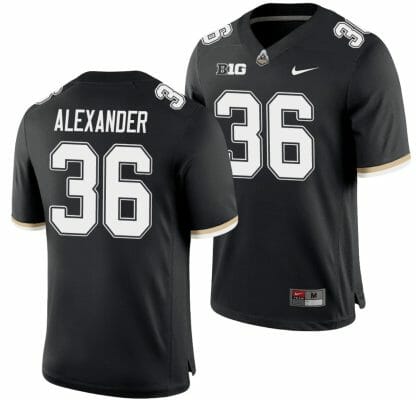 Purdue Boilermakers Jaylan Alexander Jersey #36 College Football Game Black