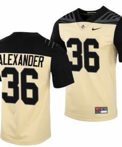 Purdue Boilermakers Jaylan Alexander Jersey #36 College Football Gold Vapor Untouchable
