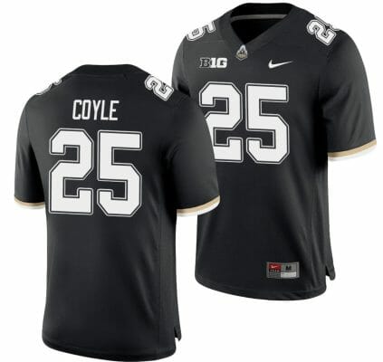 Purdue Boilermakers Tyler Coyle Jersey #25 College Football Game Black