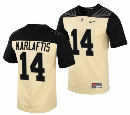 Purdue Boilermakers Yanni Karlaftis Jersey #14 College Football Gold Vapor Untouchable 10 Purdue Boilermakers Yanni Karlaftis Jersey #14 College Football Gold Vapor Untouchable