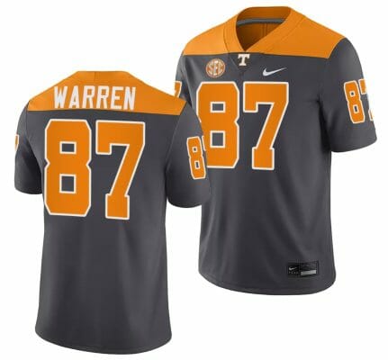 Tennessee Volunteers #87 Jacob Warren Jersey 2023 Artful Dodger Smokey Grey Alternate Football