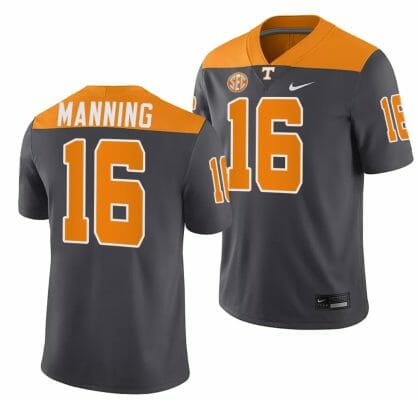 Tennessee Volunteers #16 Peyton Manning Jersey 2023 Artful Dodger Smokey Grey Alternate Football 10 Tennessee Volunteers #16 Peyton Manning Jersey 2023 Artful Dodger Smokey Grey Alternate Football
