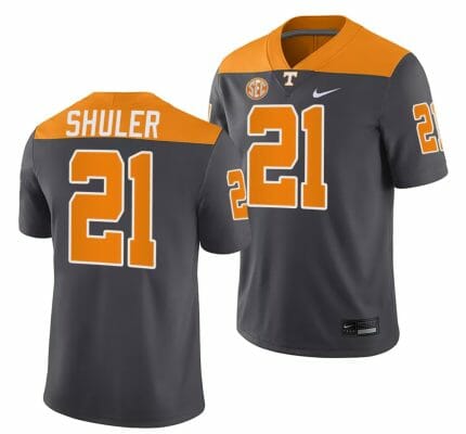 Tennessee Volunteers #21 Navy Shuler Jersey 2023 Artful Dodger Smokey Grey Alternate Football 10 Tennessee Volunteers #21 Navy Shuler Jersey 2023 Artful Dodger Smokey Grey Alternate Football
