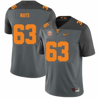 Tennessee Volunteers #63 Cooper Mays Jersey College Football New Gray 10 Tennessee Volunteers #63 Cooper Mays Jersey College Football New Gray