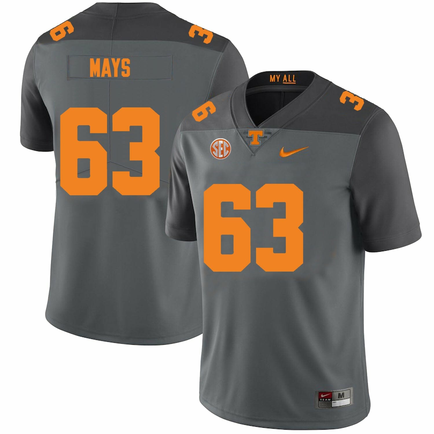 Tennessee Volunteers #63 Cooper Mays Jersey College Football New Gray 1 Tennessee Volunteers #63 Cooper Mays Jersey College Football New Gray