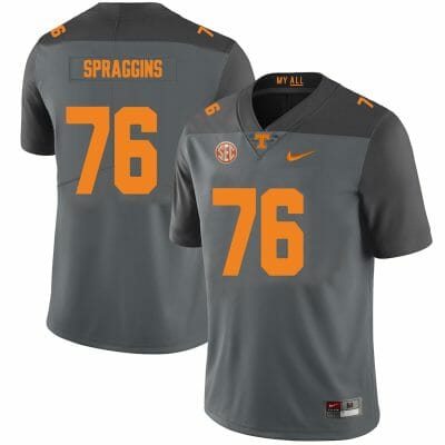 Tennessee Volunteers #76 Javontez Spraggins Jersey College Football New Gray