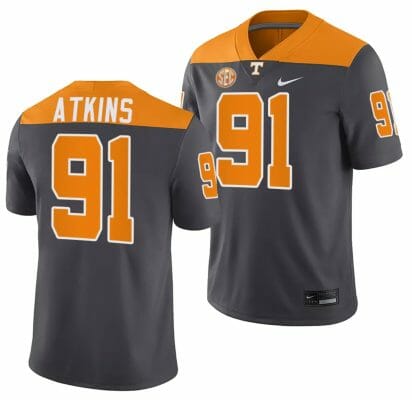 Tennessee Volunteers #91 Doug Atkins Jersey 2023 Artful Dodger Smokey Grey Alternate Football