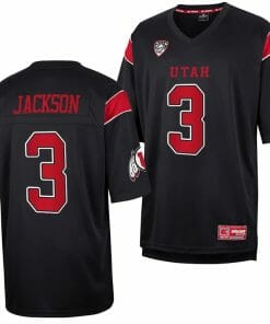 Utah Utes #3 JaQuinden Jackson Jersey Throwback College Football Black