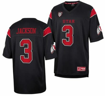 Utah Utes #3 JaQuinden Jackson Jersey Throwback College Football Black