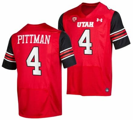 Utah Utes #4 Mycah Pittman Jersey College Football Team Wordmark Red